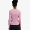 Camiseta de manga larga con cuello acanalado orgánica para mujer - Flor de cerezo