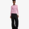 Camiseta de manga larga con cuello acanalado orgánica para mujer - Flor de cerezo