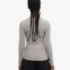 Camiseta de manga larga con cuello acanalado orgánica para mujer - Gris jaspeado