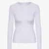Camiseta de manga larga con cuello acanalado orgánica para mujer - Lavanda suave
