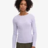 Camiseta de manga larga con cuello acanalado orgánica para mujer - Lavanda suave