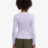 Camiseta de manga larga con cuello acanalado orgánica para mujer - Lavanda suave