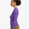 Camiseta de manga larga con cuello acanalado orgánica para mujer - Ultravioleta
