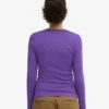 Camiseta de manga larga con cuello acanalado orgánica para mujer - Ultravioleta