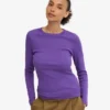 Camiseta de manga larga con cuello acanalado orgánica para mujer - Ultravioleta