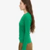 Camiseta de manga larga con cuello acanalado orgánica para mujer - Verde Kelly