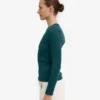 Camiseta de manga larga con cuello acanalado orgánica para mujer - Verde océano