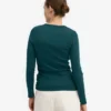 Camiseta de manga larga con cuello acanalado orgánica para mujer - Verde océano
