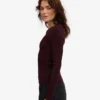 Camiseta de manga larga con tejido acanalado orgánica para mujer - Rojo sangre de buey