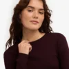 Camiseta de manga larga con tejido acanalado orgánica para mujer - Rojo sangre de buey