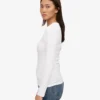 Camiseta de manga larga de punto acanalado orgánica para mujer - Blanco óptico