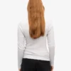 Camiseta de manga larga de punto acanalado orgánica para mujer - Mezcla de nieve