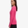 Camiseta de manga larga de punto acanalado orgánica para mujer - Rosa chicle