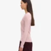 Camiseta de manga larga de punto acanalado orgánica para mujer - Rosa descolorido