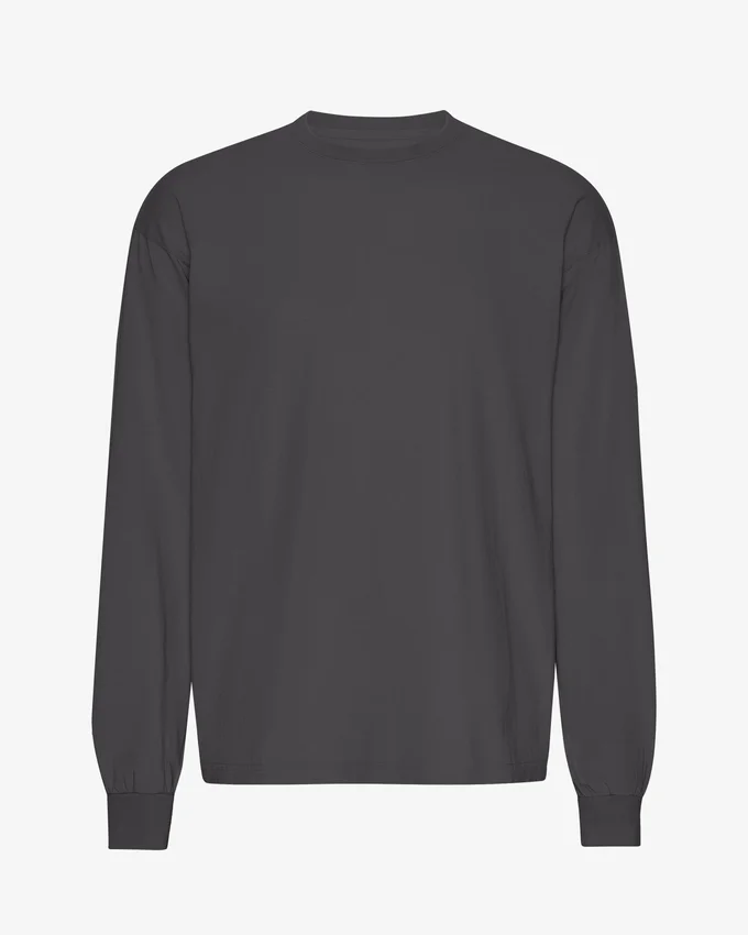 Camiseta de manga larga orgánica de corte oversize - Gris lava