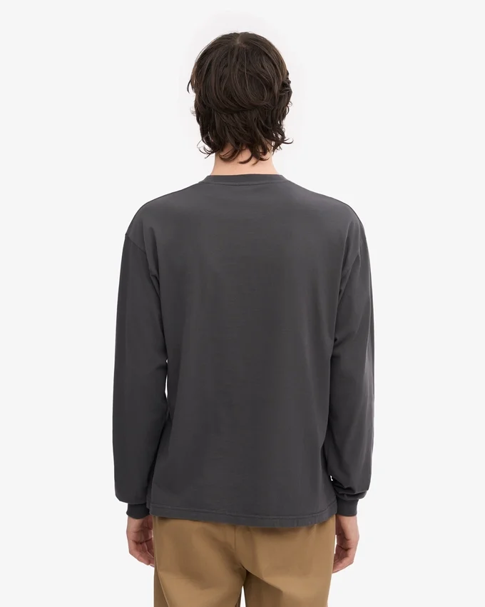 Camiseta de manga larga orgánica de corte oversize - Gris lava