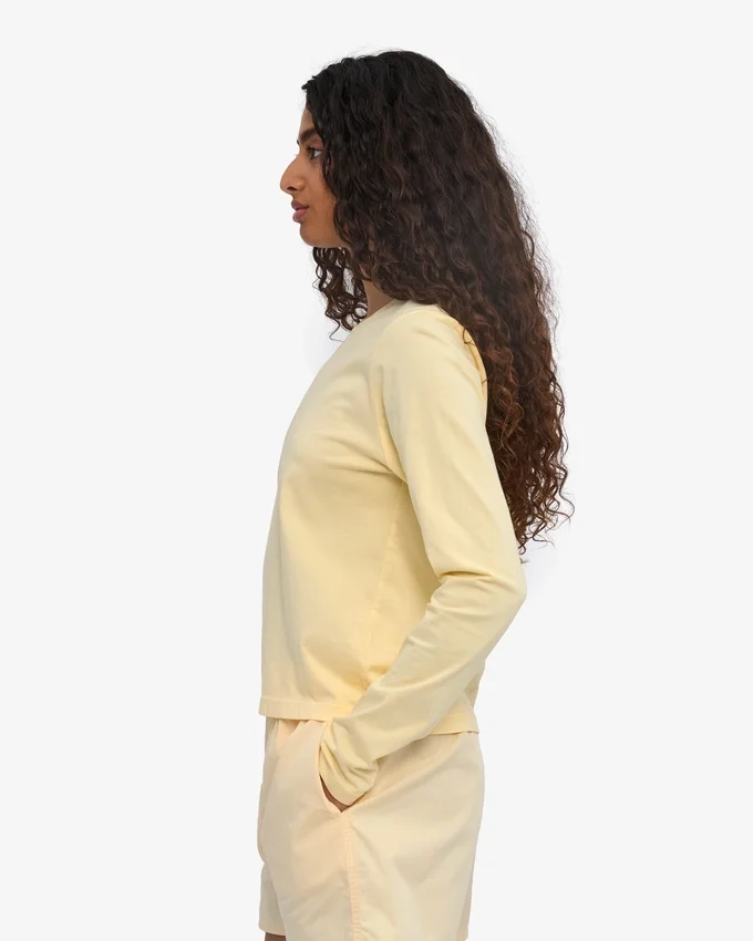 Camiseta de manga larga orgánica para mujer - Amarillo suave