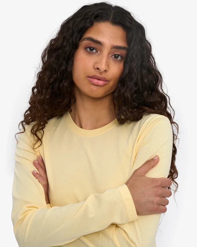 Camiseta de manga larga orgánica para mujer - Amarillo suave