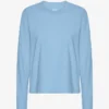 Camiseta de manga larga orgánica para mujer - Azul mar