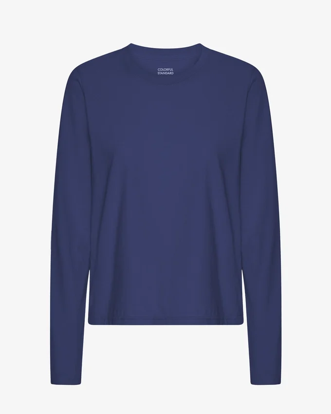 Camiseta de manga larga orgánica para mujer - Azul marino