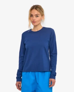 Camiseta de manga larga orgánica para mujer – Azul marino