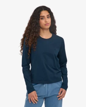 Camiseta de manga larga orgánica para mujer – Azul marino