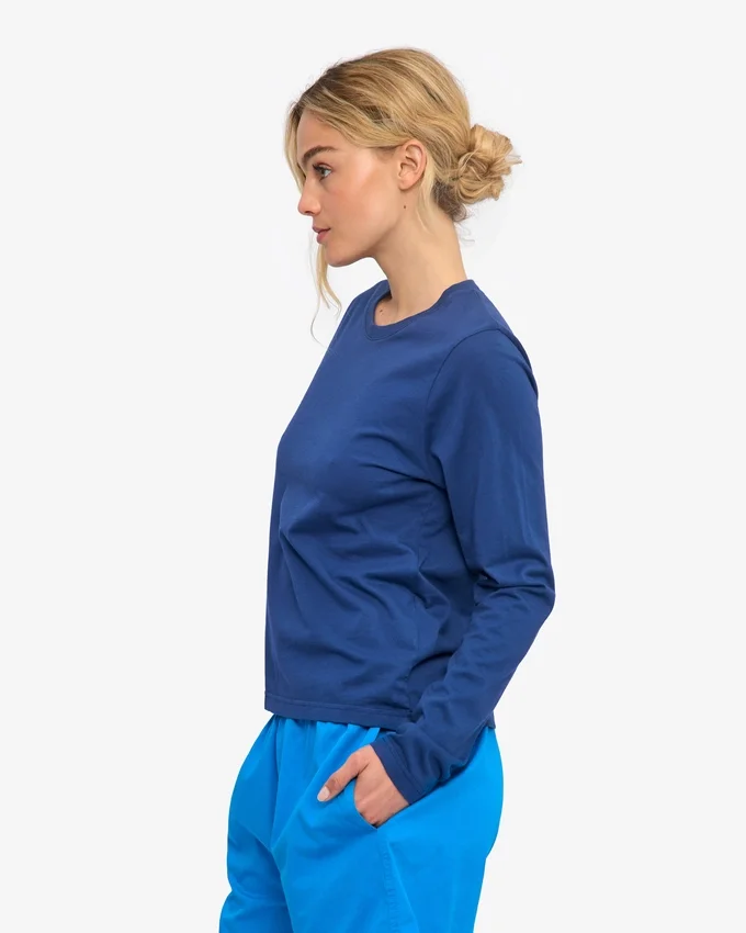Camiseta de manga larga orgánica para mujer - Azul marino