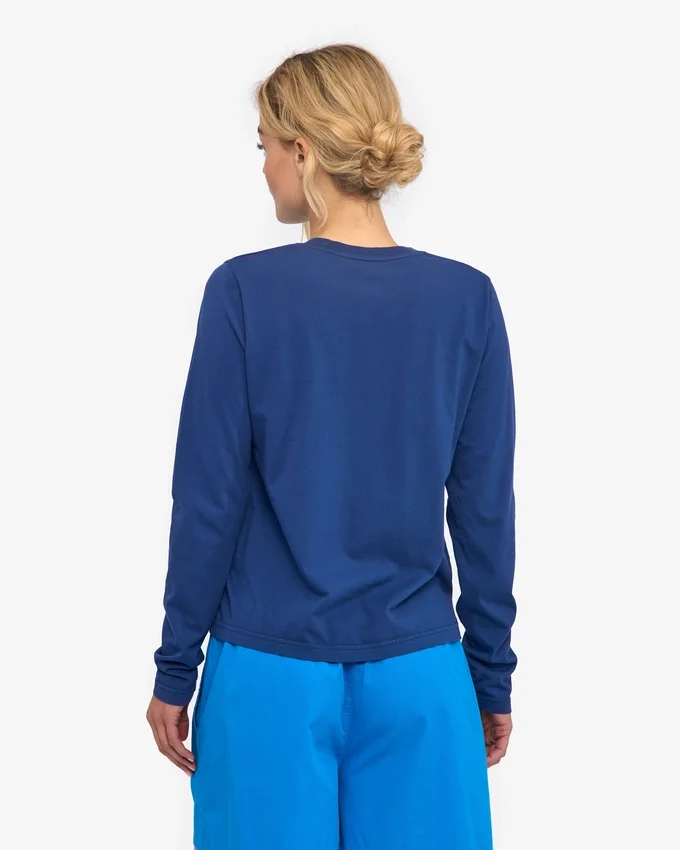 Camiseta de manga larga orgánica para mujer - Azul marino