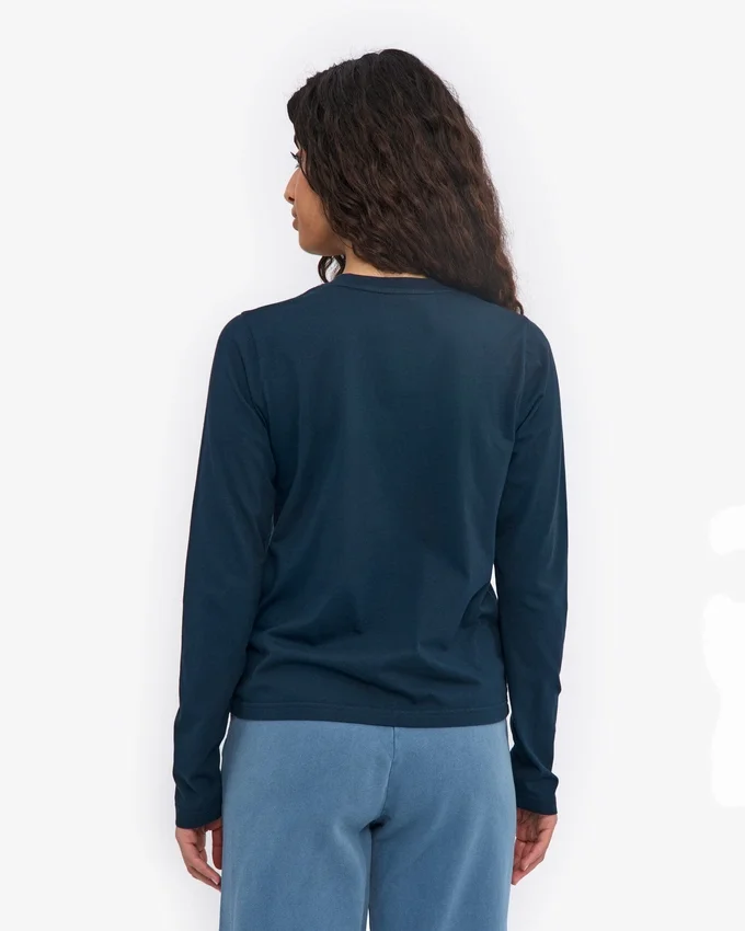 Camiseta de manga larga orgánica para mujer - Azul marino