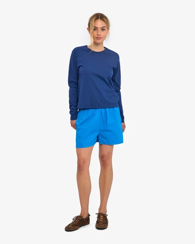 Camiseta de manga larga orgánica para mujer - Azul marino