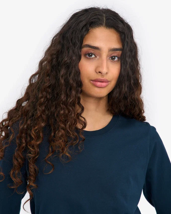 Camiseta de manga larga orgánica para mujer - Azul marino