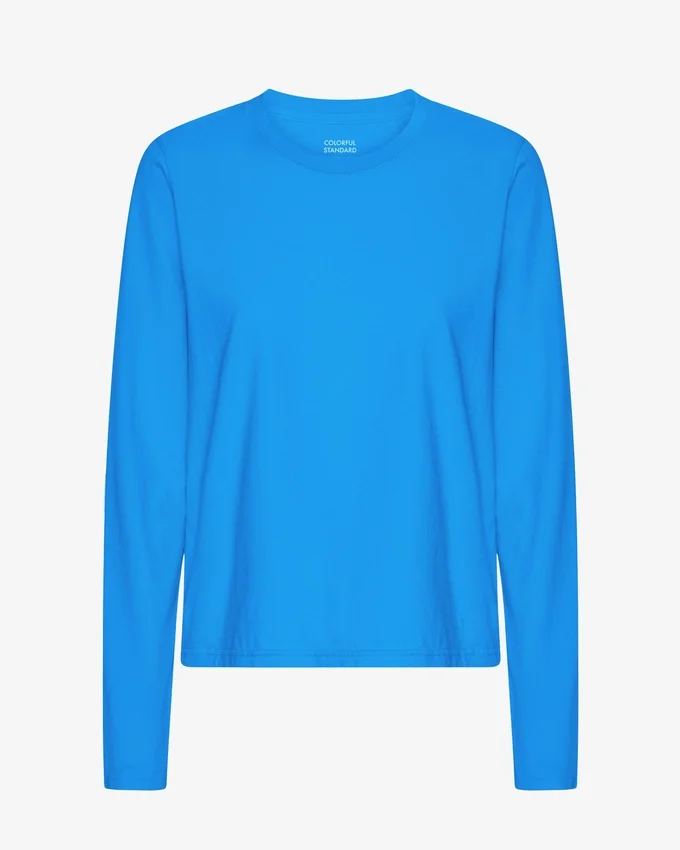 Camiseta de manga larga orgánica para mujer - Azul Pacífico