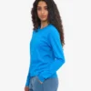 Camiseta de manga larga orgánica para mujer - Azul Pacífico