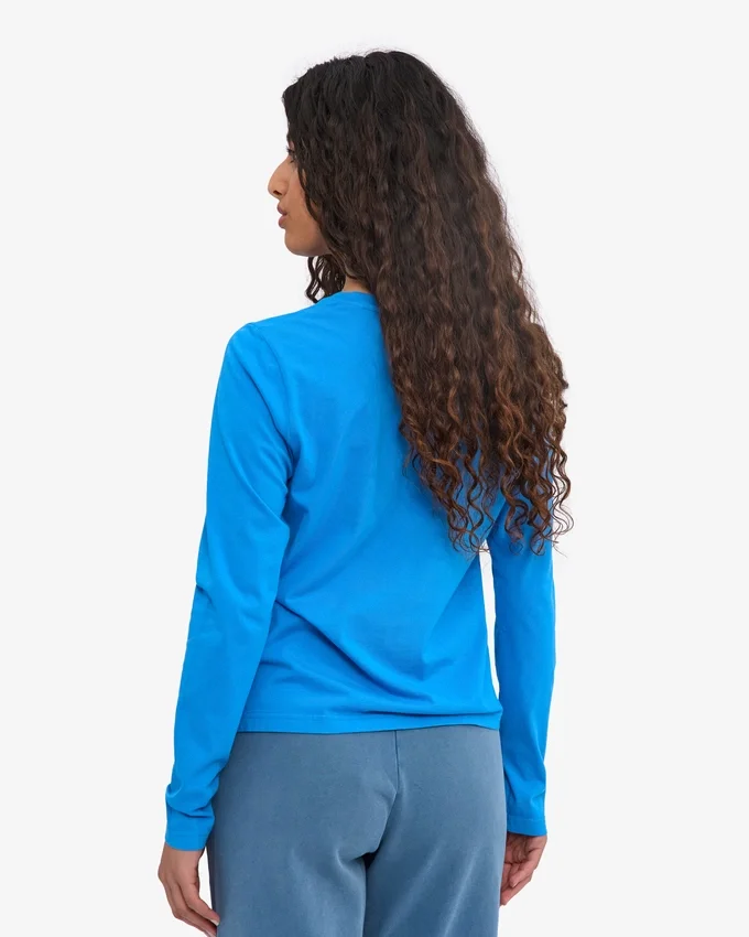 Camiseta de manga larga orgánica para mujer - Azul Pacífico