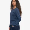 Camiseta de manga larga orgánica para mujer - Azul petróleo