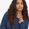 Camiseta de manga larga orgánica para mujer - Azul petróleo