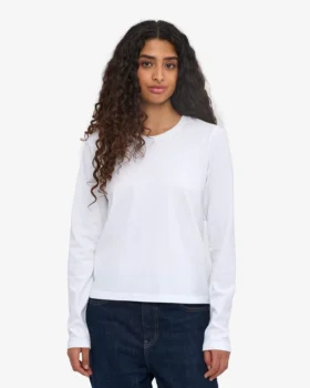 Camiseta de manga larga orgánica para mujer – Blanco óptico