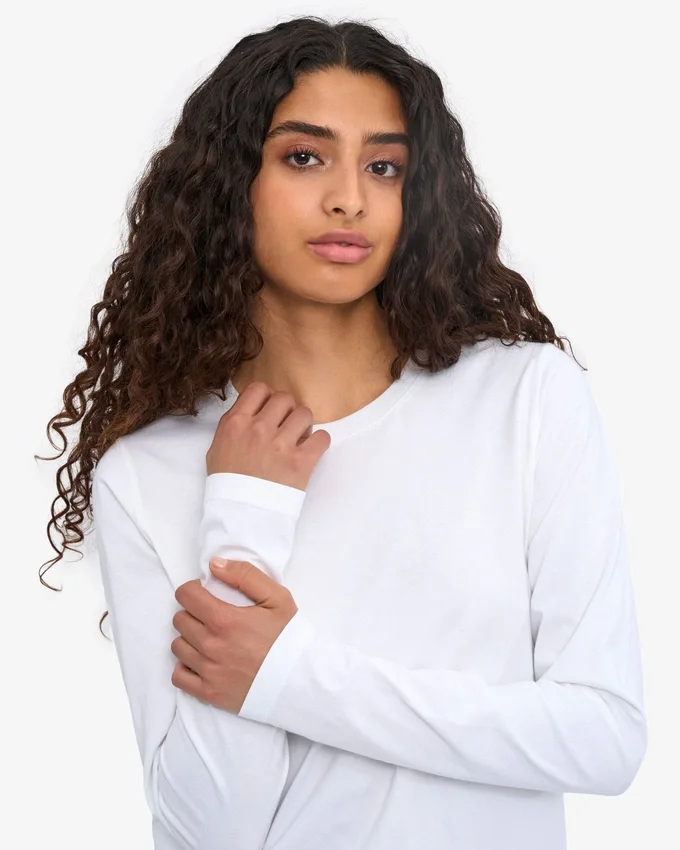 Camiseta de manga larga orgánica para mujer - Blanco óptico