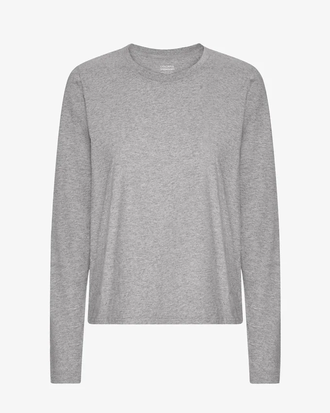 Camiseta de manga larga orgánica para mujer - Gris jaspeado
