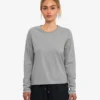 Camiseta de manga larga orgánica para mujer - Gris jaspeado
