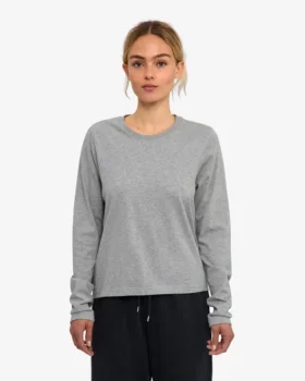 Camiseta de manga larga orgánica para mujer – Gris jaspeado