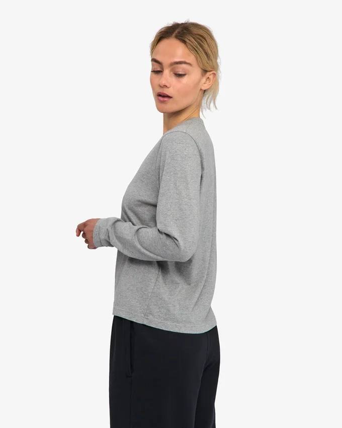 Camiseta de manga larga orgánica para mujer - Gris jaspeado