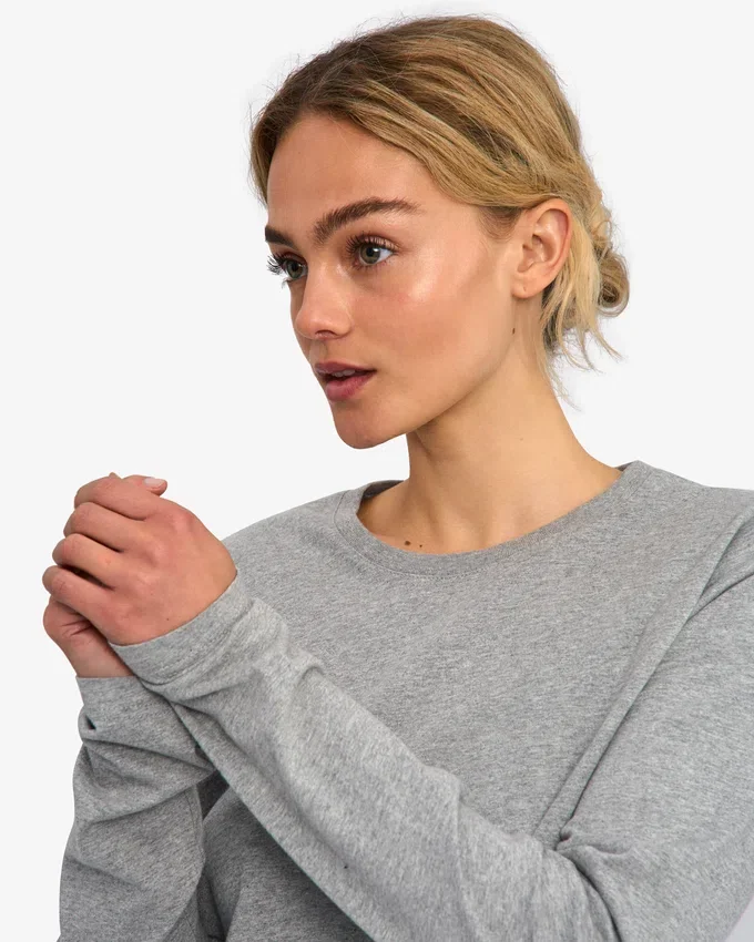 Camiseta de manga larga orgánica para mujer - Gris jaspeado