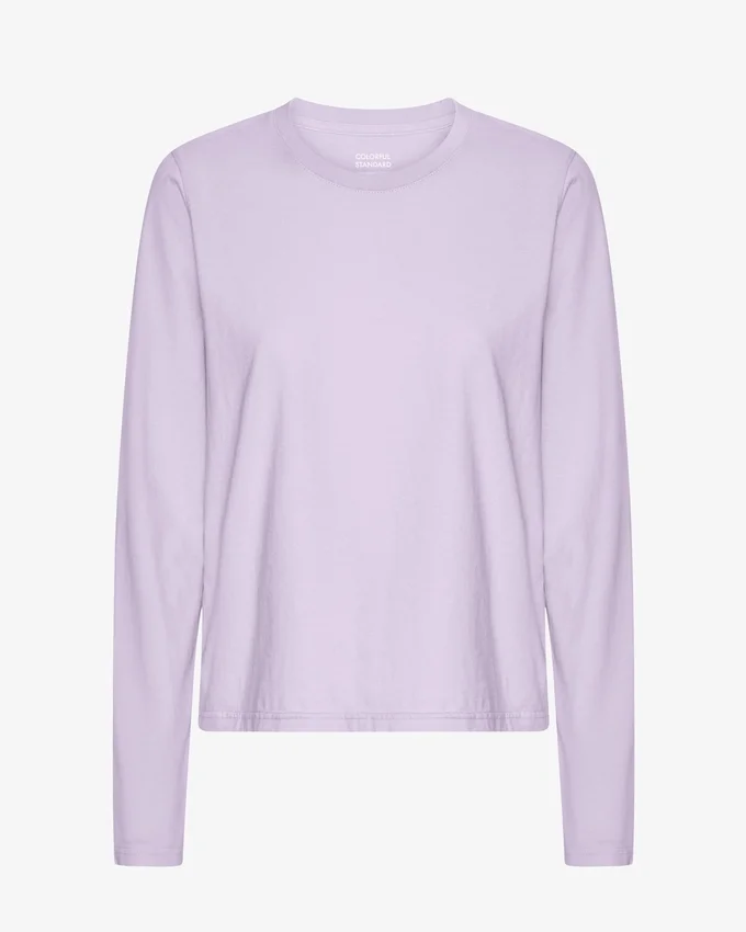Camiseta de manga larga orgánica para mujer - Lavanda suave