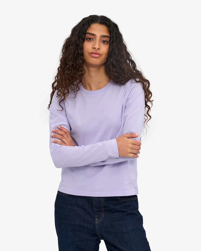 Camiseta de manga larga orgánica para mujer - Lavanda suave
