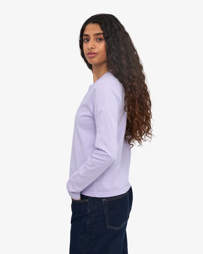 Camiseta de manga larga orgánica para mujer - Lavanda suave