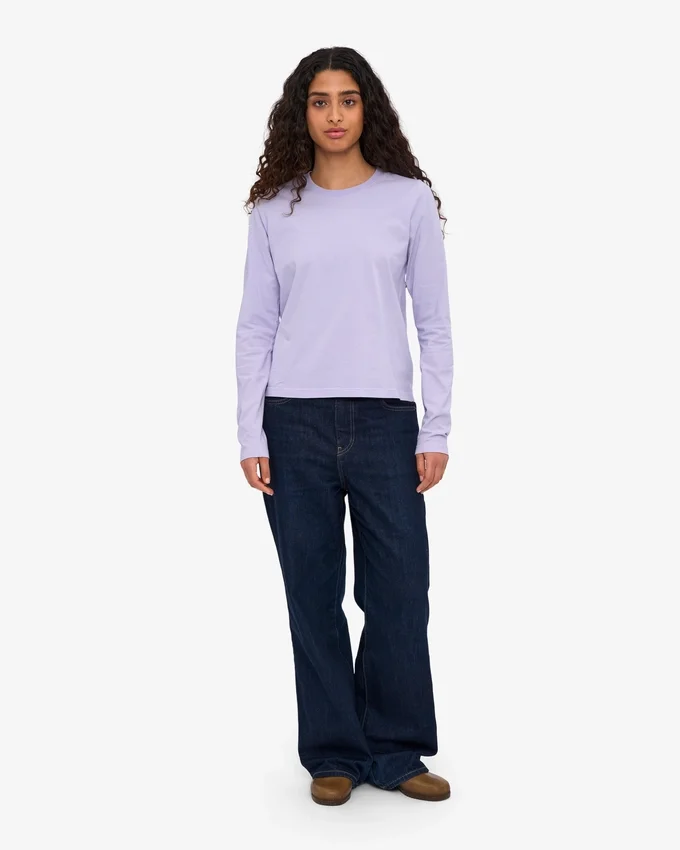 Camiseta de manga larga orgánica para mujer - Lavanda suave