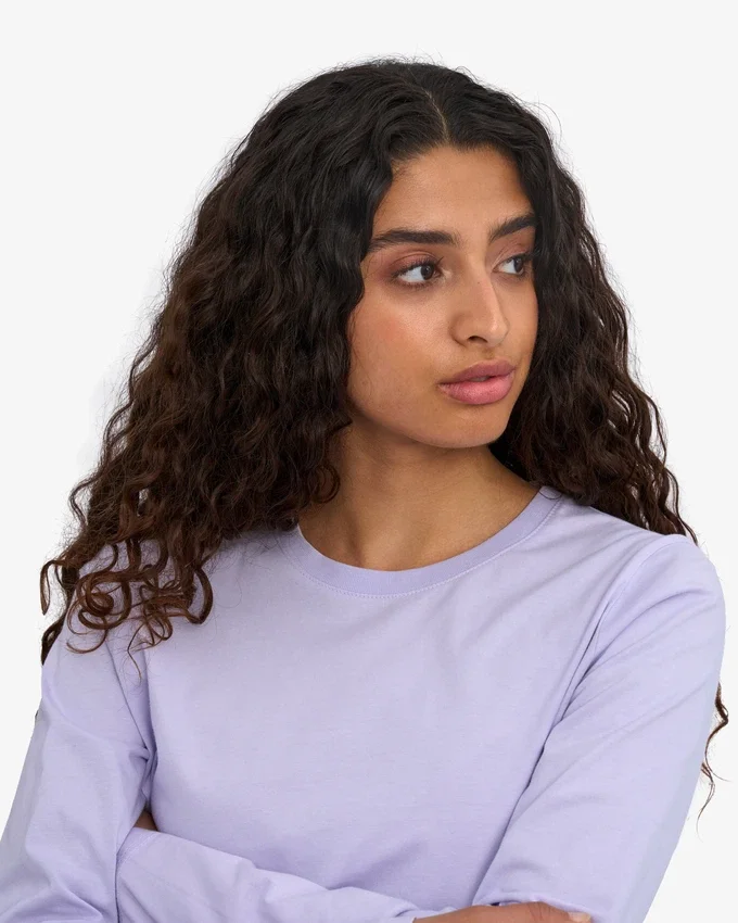 Camiseta de manga larga orgánica para mujer - Lavanda suave