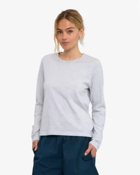 Camiseta de manga larga orgánica para mujer – Mezcla de nieve