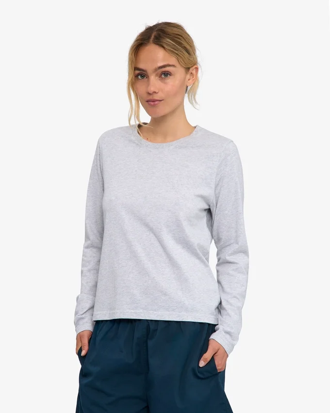 Camiseta de manga larga orgánica para mujer - Mezcla de nieve